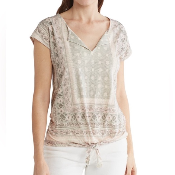 Lucky Brand Tie Front T-Shirt SZ M - Picture 1 of 6